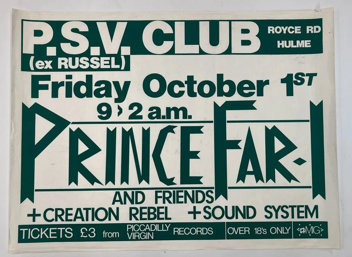 Matthew Rich: Prince Far-I at The PSV Club, October 1st: Screenprint