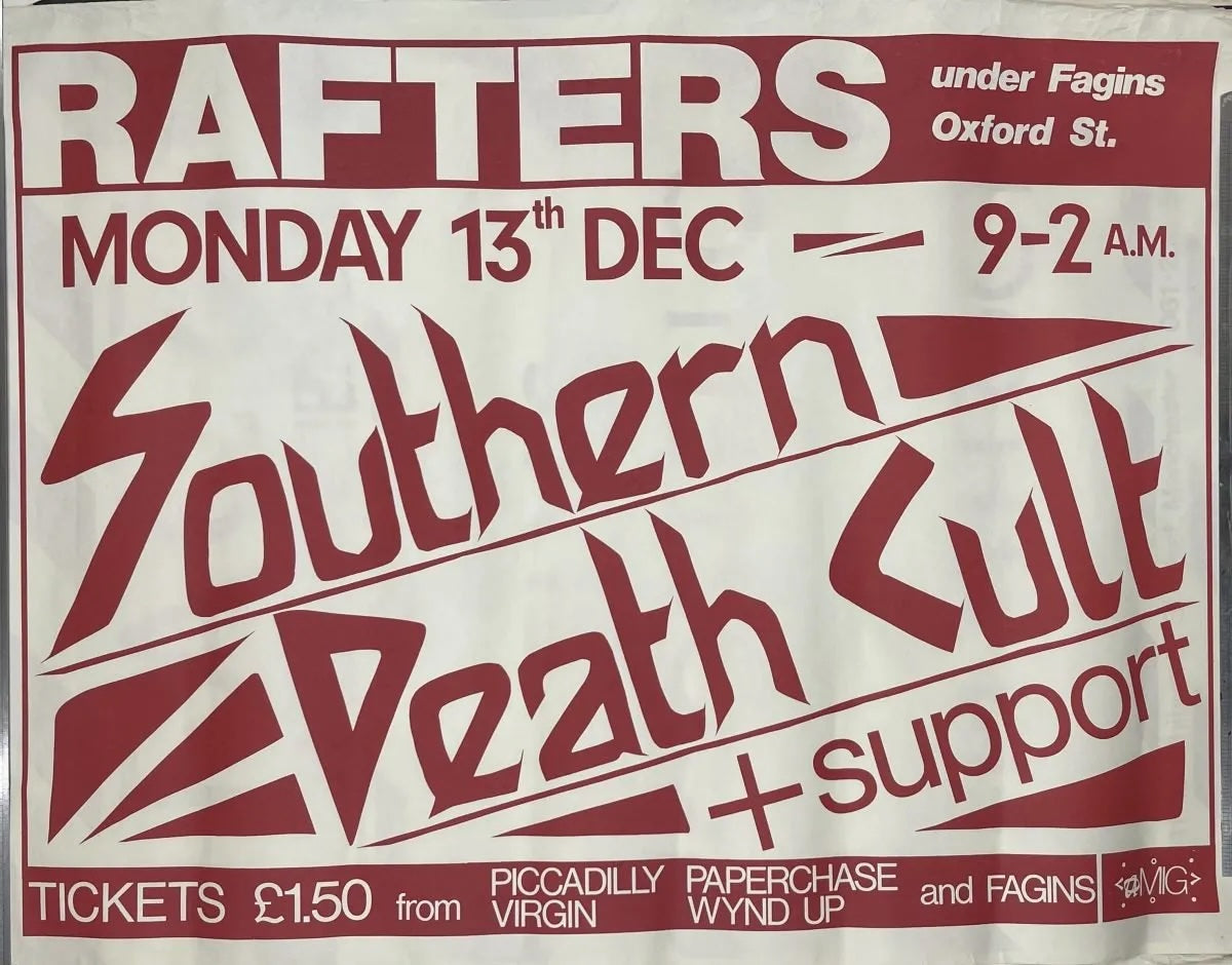 Matthew Rich: Southern Death Cult at Rafters, 13th December: Screenprint